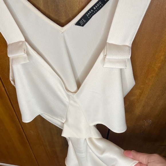 Zara Basics Satin cream dress top - Picture 4 of 5